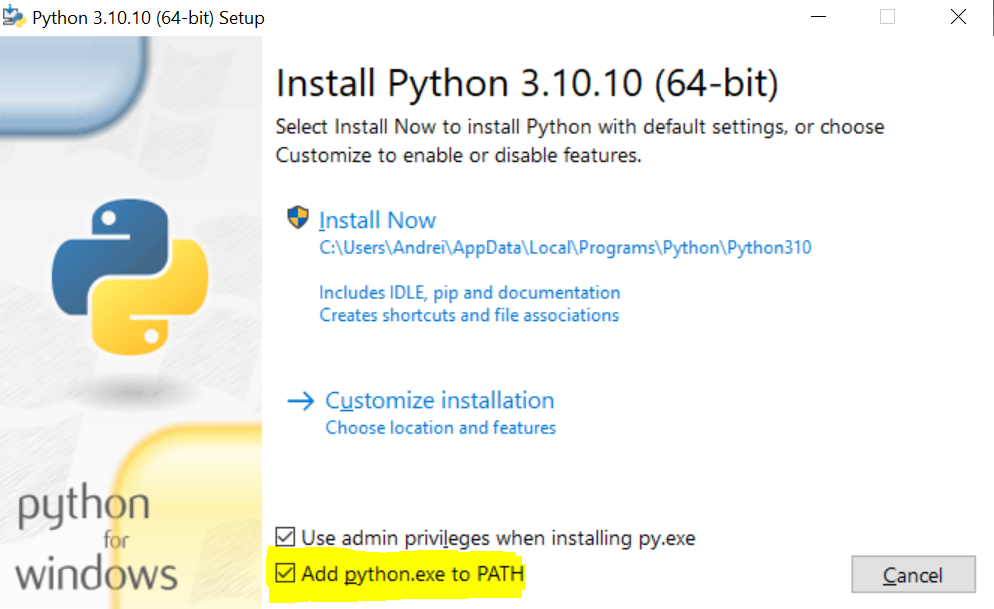 Установка Python в Windows изображение с сайта www.andreyolegovich.ru