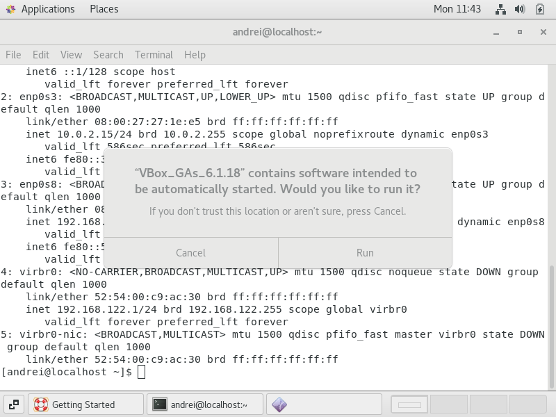 Установка Guest Additions VirtualBox изображение с сайта www.andreyolegovich.ru