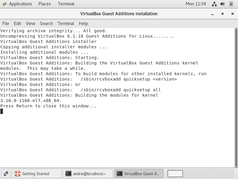 Установка Guest Additions VirtualBox изображение с сайта www.andreyolegovich.ru