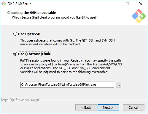 git openSSH or Tortoise plink