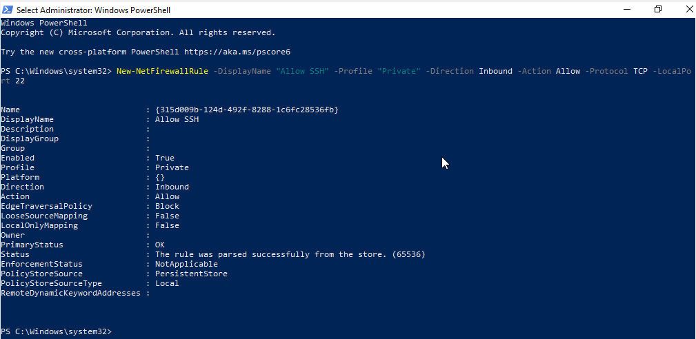 Открыть порт в PowerShell изображение с сайта www.andreyolegovich.ru